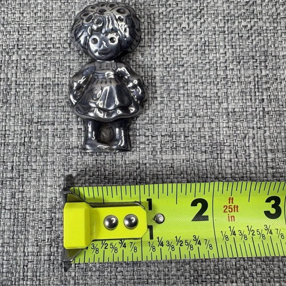 Taxco Mexico 925 Sterling Silver Rag Doll Girl Pendant Slide Vintage Folk Art